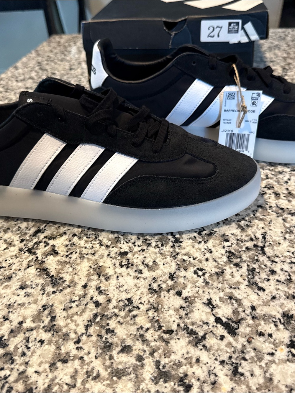 adidas Black and White Low-Top Sneakers with Gum-Style Sole